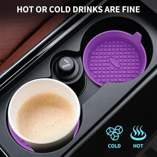 ME.FAN Car Cup Holder Coasters [4 Pack] Silicone Cups Mats, Automotive Universal Non-Slip Recessed Interior Accessories Deep Purple - 6