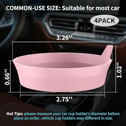 ME.FAN Car Cup Holder Coasters [4 Pack] Silicone Cups Mats, Automotive Universal Non-Slip Recessed Interior Accessories Dusty Rose - 2