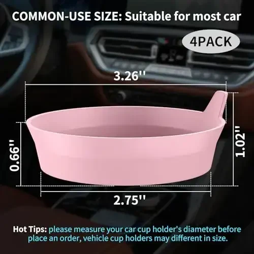 ME.FAN Car Cup Holder Coasters [4 Pack] Silicone Cups Mats, Automotive Universal Non-Slip Recessed Interior Accessories Dusty Rose - 2