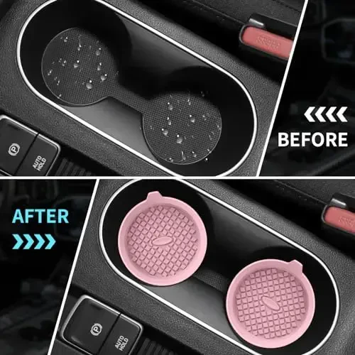 ME.FAN Car Cup Holder Coasters [4 Pack] Silicone Cups Mats, Automotive Universal Non-Slip Recessed Interior Accessories Dusty Rose - 5