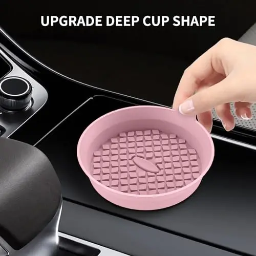 ME.FAN Car Cup Holder Coasters [4 Pack] Silicone Cups Mats, Automotive Universal Non-Slip Recessed Interior Accessories Dusty Rose - 4