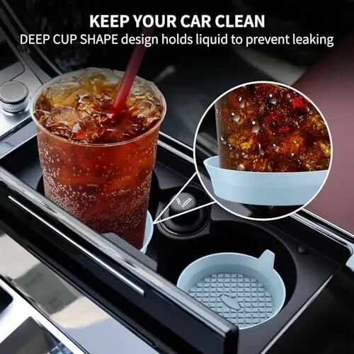 ME.FAN Car Cup Holder Coasters [4 Pack] Silicone Cups Mats, Automotive Universal Non-Slip Recessed Interior Accessories Ether - 3