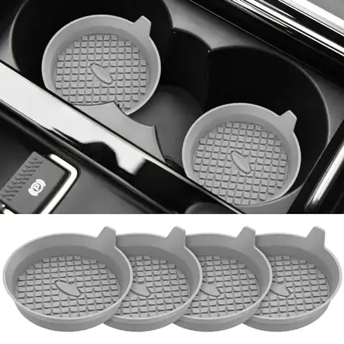 ME.FAN Car Cup Holder Coasters [4 Pack] Silicone Cups Mats, Automotive Universal Non-Slip Recessed Interior Accessories Light Grey 