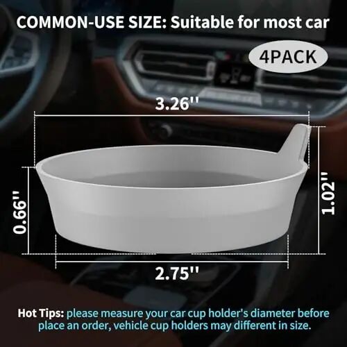 ME.FAN Car Cup Holder Coasters [4 Pack] Silicone Cups Mats, Automotive Universal Non-Slip Recessed Interior Accessories Light Grey - ME.FAN (1)