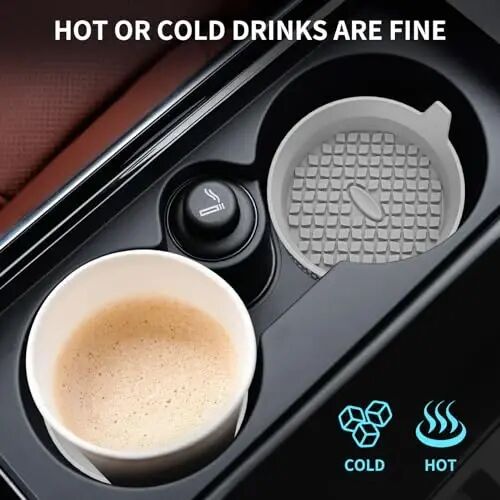 ME.FAN Car Cup Holder Coasters [4 Pack] Silicone Cups Mats, Automotive Universal Non-Slip Recessed Interior Accessories Light Grey - 6