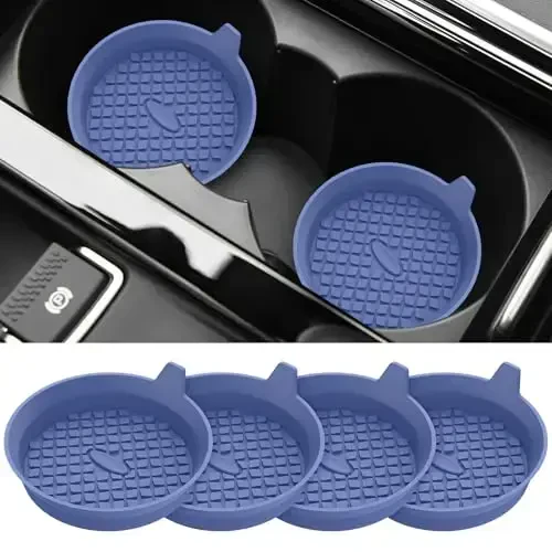 ME.FAN Car Cup Holder Coasters [4 Pack] Silicone Cups Mats, Automotive Universal Non-Slip Recessed Interior Accessories Navy Blue - 1