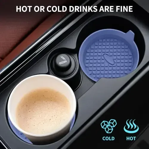 ME.FAN Car Cup Holder Coasters [4 Pack] Silicone Cups Mats, Automotive Universal Non-Slip Recessed Interior Accessories Navy Blue - 6