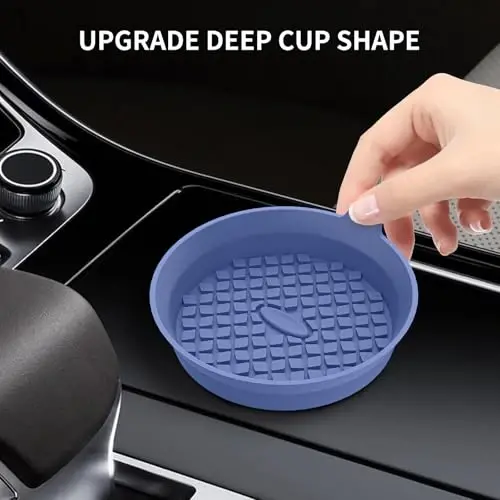 ME.FAN Car Cup Holder Coasters [4 Pack] Silicone Cups Mats, Automotive Universal Non-Slip Recessed Interior Accessories Navy Blue - 4