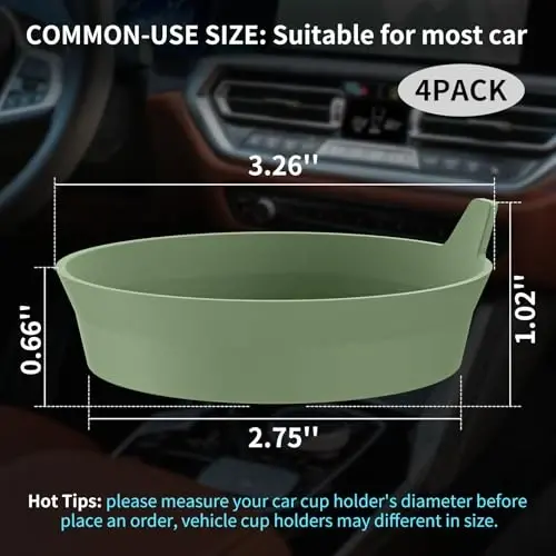 ME.FAN Car Cup Holder Coasters [4 Pack] Silicone Cups Mats, Automotive Universal Non-Slip Recessed Interior Accessories Olive Green - 2