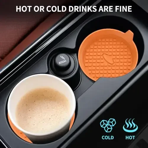ME.FAN Car Cup Holder Coasters [4 Pack] Silicone Cups Mats, Automotive Universal Non-Slip Recessed Interior Accessories Orange - 6