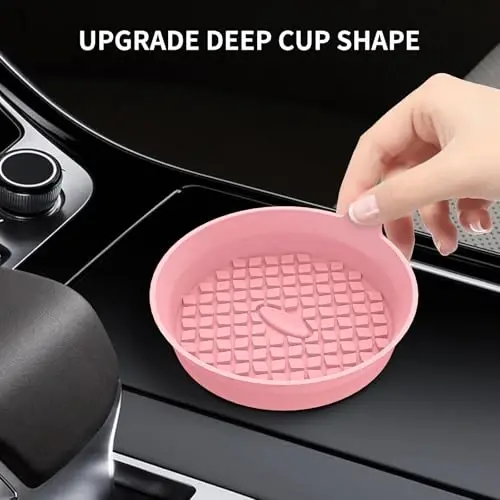 ME.FAN Car Cup Holder Coasters [4 Pack] Silicone Cups Mats, Automotive Universal Non-Slip Recessed Interior Accessories Pink - 4