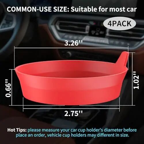 ME.FAN Car Cup Holder Coasters [4 Pack] Silicone Cups Mats, Automotive Universal Non-Slip Recessed Interior Accessories Red - ME.FAN (1)