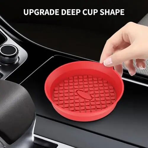 ME.FAN Car Cup Holder Coasters [4 Pack] Silicone Cups Mats, Automotive Universal Non-Slip Recessed Interior Accessories Red - 4