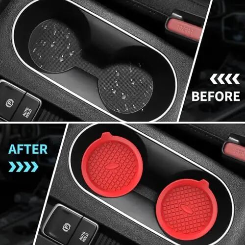 ME.FAN Car Cup Holder Coasters [4 Pack] Silicone Cups Mats, Automotive Universal Non-Slip Recessed Interior Accessories Red - 5