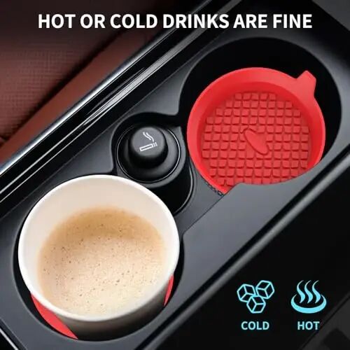 ME.FAN Car Cup Holder Coasters [4 Pack] Silicone Cups Mats, Automotive Universal Non-Slip Recessed Interior Accessories Red - 6