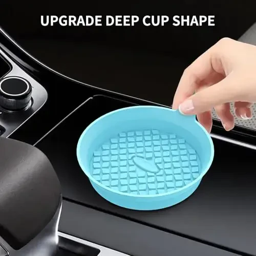 ME.FAN Car Cup Holder Coasters [4 Pack] Silicone Cups Mats, Automotive Universal Non-Slip Recessed Interior Accessories Sky Blue - 4