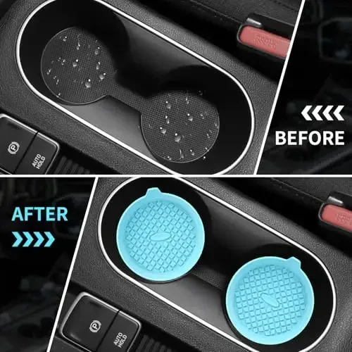 ME.FAN Car Cup Holder Coasters [4 Pack] Silicone Cups Mats, Automotive Universal Non-Slip Recessed Interior Accessories Sky Blue - 5
