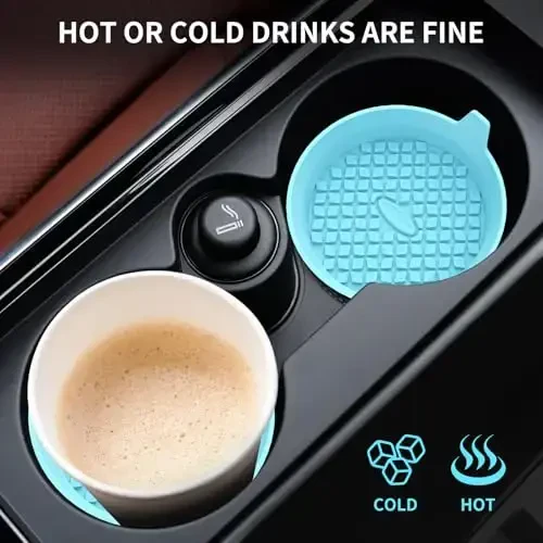 ME.FAN Car Cup Holder Coasters [4 Pack] Silicone Cups Mats, Automotive Universal Non-Slip Recessed Interior Accessories Sky Blue - 6
