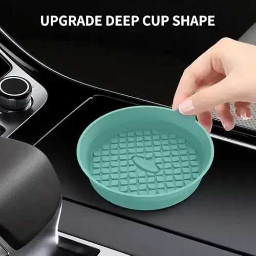 ME.FAN Car Cup Holder Coasters [4 Pack] Silicone Cups Mats, Automotive Universal Non-Slip Recessed Interior Accessories Teal Blue - 4