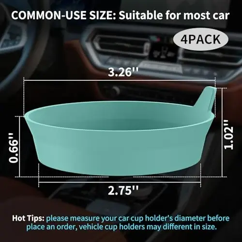 ME.FAN Car Cup Holder Coasters [4 Pack] Silicone Cups Mats, Automotive Universal Non-Slip Recessed Interior Accessories Teal Blue - 2