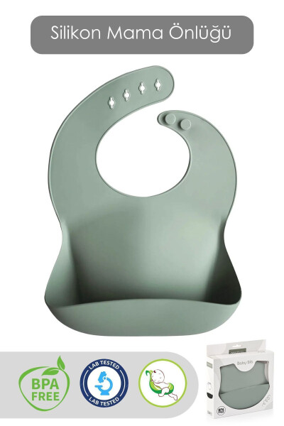 Mega Boy Silicone Baby Bib - Double Lock Adjustable Baby Feeding Bib - Green - MELENI BABY