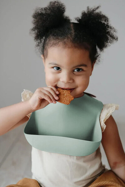 Mega Boy Silicone Baby Bib - Double Lock Adjustable Baby Feeding Bib - Green - 3