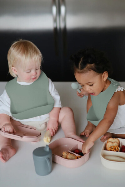 Mega Boy Silicone Baby Bib - Double Lock Adjustable Baby Feeding Bib - Green - 5