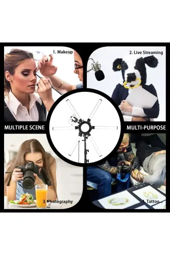 Mega Max Fotoğrafçılık Led Halka Işık 120 W Multimedya Video Lambası Tripodlu Telefon Kamera Youtube - MEGA MAX - 7