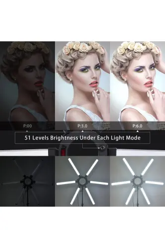 Mega Max Fotoğrafçılık Led Halka Işık 120 W Multimedya Video Lambası Tripodlu Telefon Kamera Youtube - MEGA MAX - 9