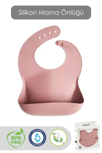 Mega Size Silicone Bib - Dual Lock Adjustable Baby Bib - Pink - 1