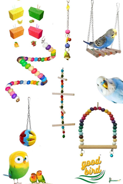 Mega Swing Toy Set for Parrots and Budgies 6 Pack (FRUIT CHEW STONES) - 1