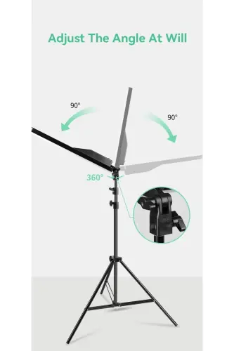 Megalux Profesyonel Fotoğraf Ve Video Için Çekim Işığı Ring Lıght Stüdyo 10 Inç +2,1 Metre Tripod-KARE 12 SİYAH - 5