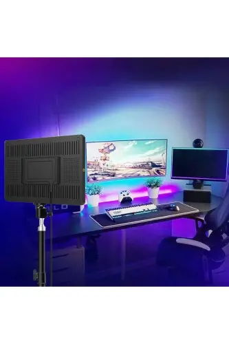 Megalux Profesyonel Fotoğraf Ve Video Için Çekim Işığı Ring Lıght Stüdyo 10 Inç +2,1 Metre Tripod-KARE 12 SİYAH - 6