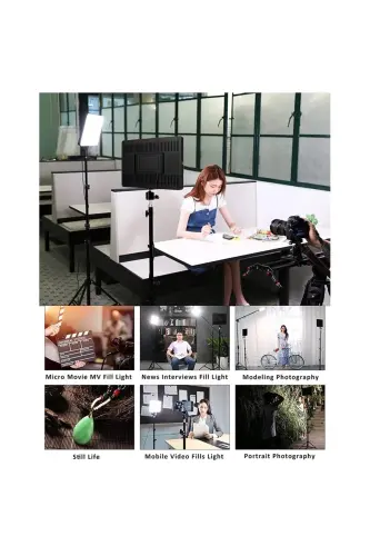 Megalux Profesyonel Fotoğraf Ve Video Için Çekim Işığı Ring Lıght Stüdyo 10 Inç +2,1 Metre Tripod-KARE 12 SİYAH - 7