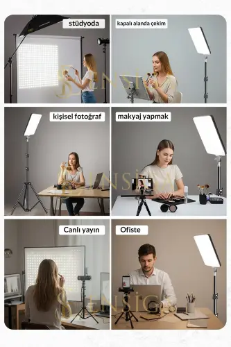Megalux Profesyonel Fotoğraf Ve Video Için Çekim Işığı Ring Lıght Stüdyo 10 Inç +2,1 Metre Tripod - KARE SİYAH 10 - 4