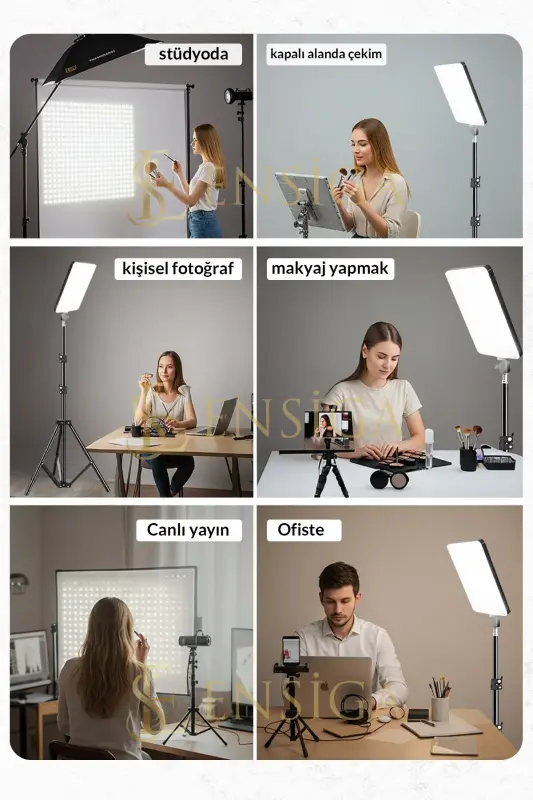 Megalux Profesyonel Fotoğraf Ve Video Için Çekim Işığı Ring Lıght Stüdyo 10 Inç +2,1 Metre Tripod - KARE SİYAH 10 - 4