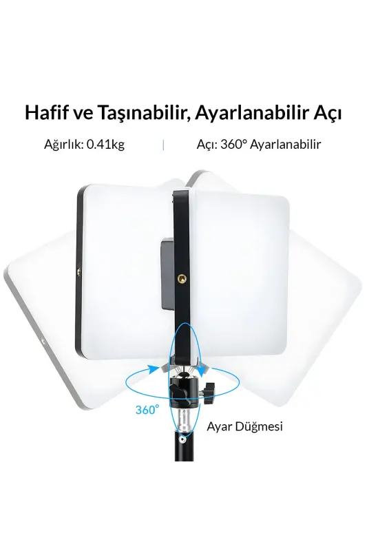 Megalux Profesyonel Fotoğraf Ve Video Için Çekim Işığı Ring Lıght Stüdyo 10 Inç +2,1 Metre Tripod - KARE SİYAH 10 - 6