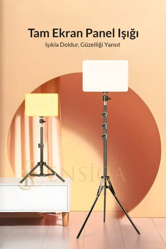 Megalux Profesyonel Fotoğraf Ve Video Için Çekim Işığı Ring Lıght Stüdyo 10 Inç +2,1 Metre Tripod - KARE SİYAH 10 - 7