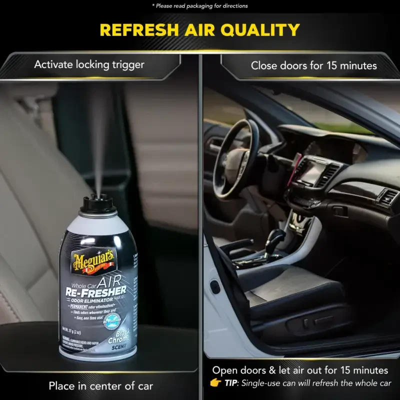 Meguiar's G181302 Whole Car Air Re-Fresher Odor Eliminator Mist, Black Chrome Scent, 2 oz - 1