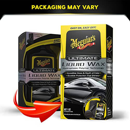 Meguiar's G210516 Ultimate Sıvı Cila, Dayanıklı Parlaklık Sağlayan, Havlu ve Ped Dahil - 16 Oz Şişe - 6