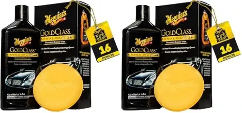 Meguiar's Gold Class Carnauba Plus Premium Liquid Wax Kit with Pure Carnauba Wax Blend and a Foam Applicator Pad for Keeping Glossy Paint Protected Like a Pro, 16 Oz Bottle (Pack of 2) - 1