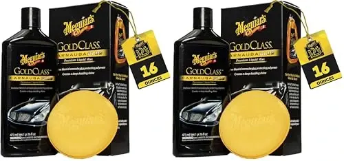Meguiar's Gold Class Carnauba Plus Premium Liquid Wax Kit, Car Detailing Kit with a Pure Carnauba Wax Blend & Foam Applicator Pad for Keeping Glossy Paint Protected Like a Pro,16 Oz Bottle (Pack of 2) 