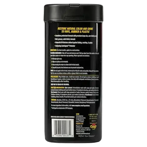 Meguiar's Natural Shine Protectant Wipes - 30 To'liq O'lchamli Avtomobil Parvarishlash Salfetkalari Vinil, Rezina va Plastmassa Yuzalarni Tozalaydi va Himoya Qiladi - UV Himoyasi bilan Chiziqsiz Salfetkalar va Saten, Yog'siz Yorqinlikni Qoldiradi - MEGUIAR'S (1)