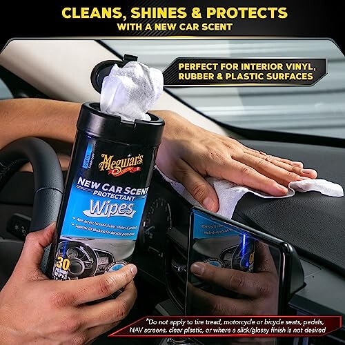 Meguiar's New Car Scent Protectant Wipes - Easy to Use Car Wipes that Protect and Freshen Your Car's Interior - Ideal for Car Detailing & Maintenance - 30 Ct - 2