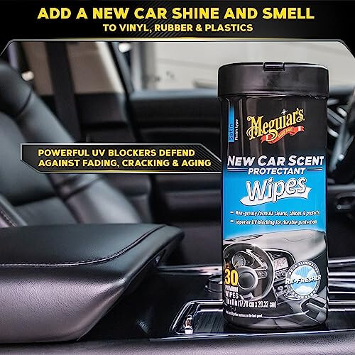 Meguiar's New Car Scent Protectant Wipes - Easy to Use Car Wipes that Protect and Freshen Your Car's Interior - Ideal for Car Detailing & Maintenance - 30 Ct - 6