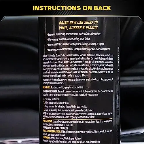 Meguiar's New Car Scent Protectant Wipes - Easy to Use Wipes that Protect and Freshen Your Interior - Ideal for Car Detailing & Maintenance - 30 Ct (Pack of 6) - 7