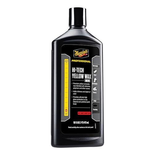 Meguiar's Professional Hi-Tech Sari Mum M2616 - Chukur porloq va yorqinlik uchun sari karnauba mum aralashmasi, uzoq muddatli himoya, professional natijalar bilan oson qo'llash, 16 Oz - 1