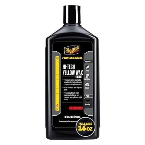 Meguiar's Professional Hi-Tech Желтый Воск M2616 - Смесь Желтого Карнаубского Воска для Долговечной Защиты с Глубоким Блеском и Блеском, Простое Нанесение с Профессиональными Результатами, 16 Oz - 5