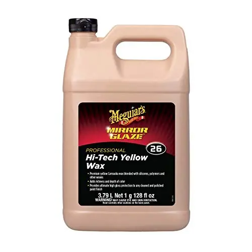 Meguiar's Professional Hi-Tech Yellow Wax M2601 - Pro Yellow Carnauba Wax with a Deep Gloss & Shine and a Long-Lasting Protection, Easy to Use Liquid Wax with Professional Results, 1 Gal, 128 Oz - 1