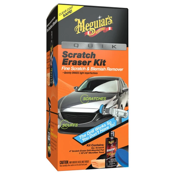 Meguiar's Quik Scratch Eraser Kit, Car Care Kit with ScratchX, Drill-Mounted Pad, and Microfiber Towel, Multi-color- - 2